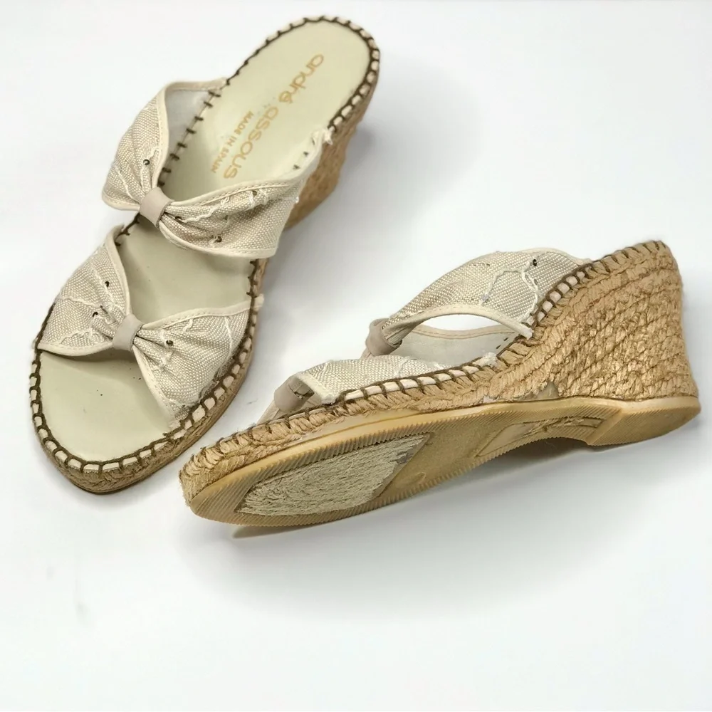 ANDRE ASSOUS Jute Espadrilles canvas wedge Beige Size 10